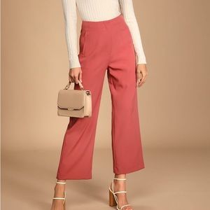Lulus Bold and Classy Mauve Pink High-Waisted Wide Leg Trouser Pants- Size Small